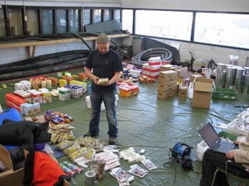 Toni checking out the food. Lots of data were stored for each item. This data will be used for a research purposed.