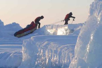 Pulling together, we can get the sledges over large obstacles.